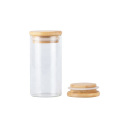 Small Wide Mouth Storage Round Food Clear Custom Borosilicate Glass Jar with Bamboo Lid